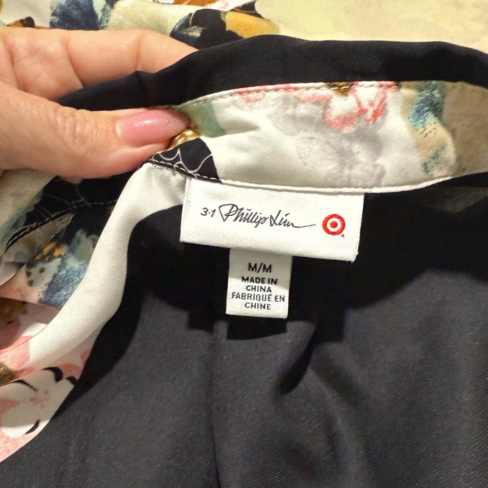 3.1 Phillip Lim X Target Floral Button Up Blouse Sz M Summer Spring Easter Party - Picture 14 of 15
